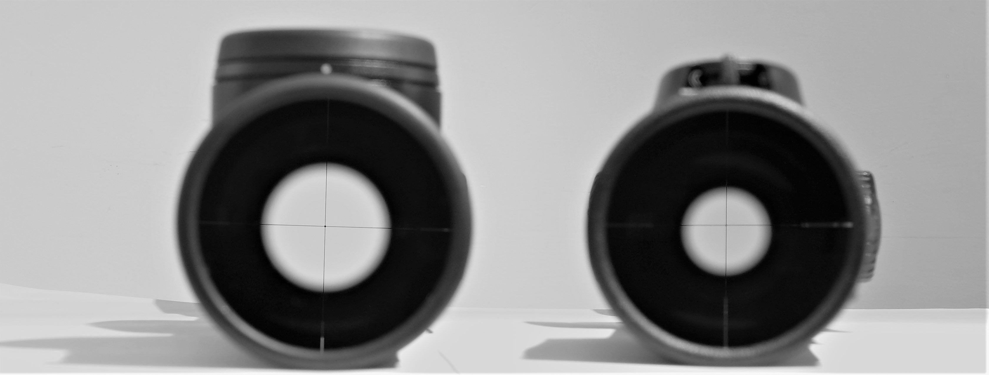 Un'immagine ormai nota, che mostra la pupilla d'uscita del Leica Magnus i 2.4-16x56 a confronto con quella del suo concorrente principale, Swarovski Z8 2.3-18x56. Entrambi a ingrandimento minimo. La differenza è di ben il 53%, a favore del Magnus i, che con 12.4mm di diametro surclassa lo Z8, fermo a 8.1mm (dati da catalogo dei produttori). La stessa proporzione vale su tutti i modelli Magnus -Z8 di ingrandimento e diametro dell'obiettivo comparabili.