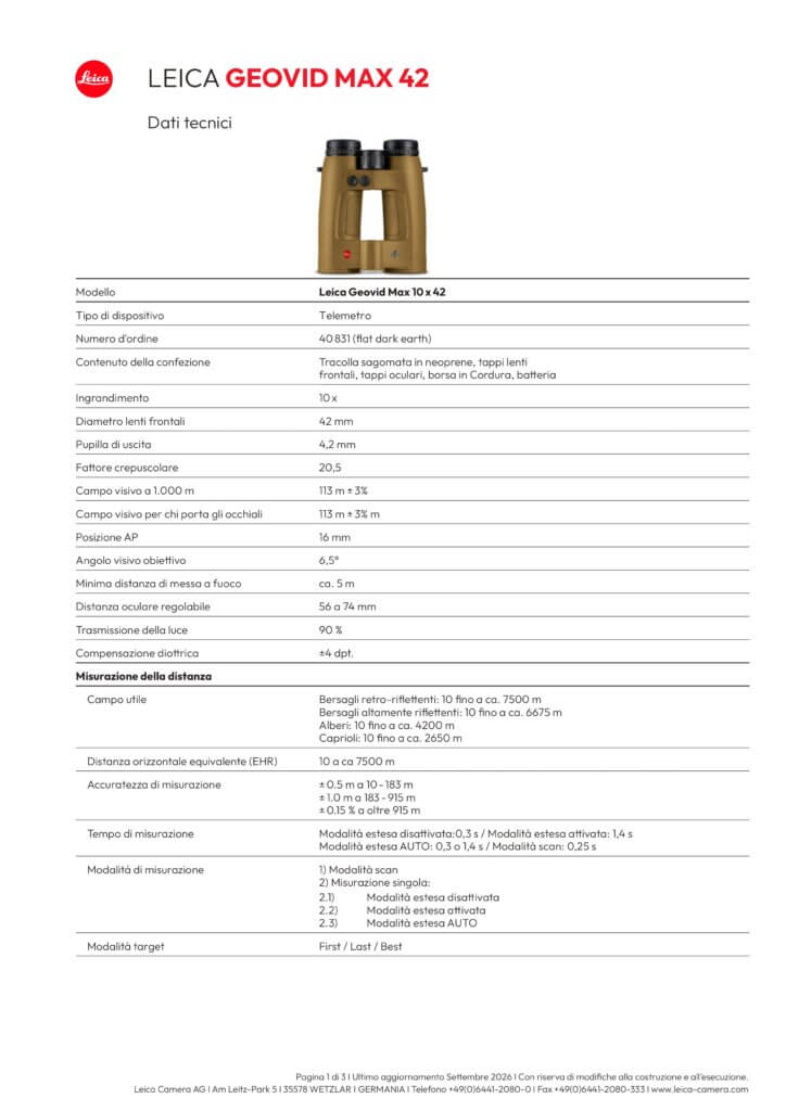 Dati tecnici Leica Geovid MAX, pagina 1