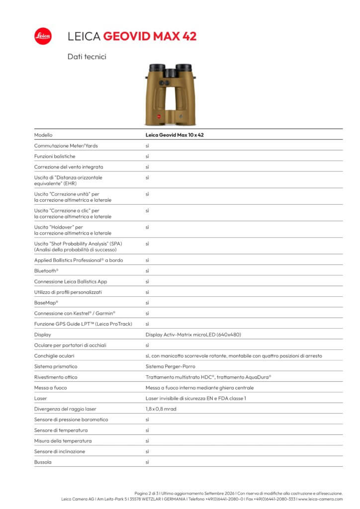 Dati tecnici Leica Geovid MAX, pagina 2
