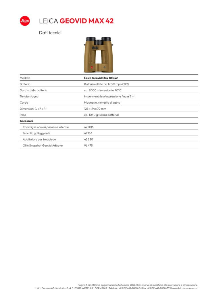Dati tecnici Leica Geovid MAX, pagina 3